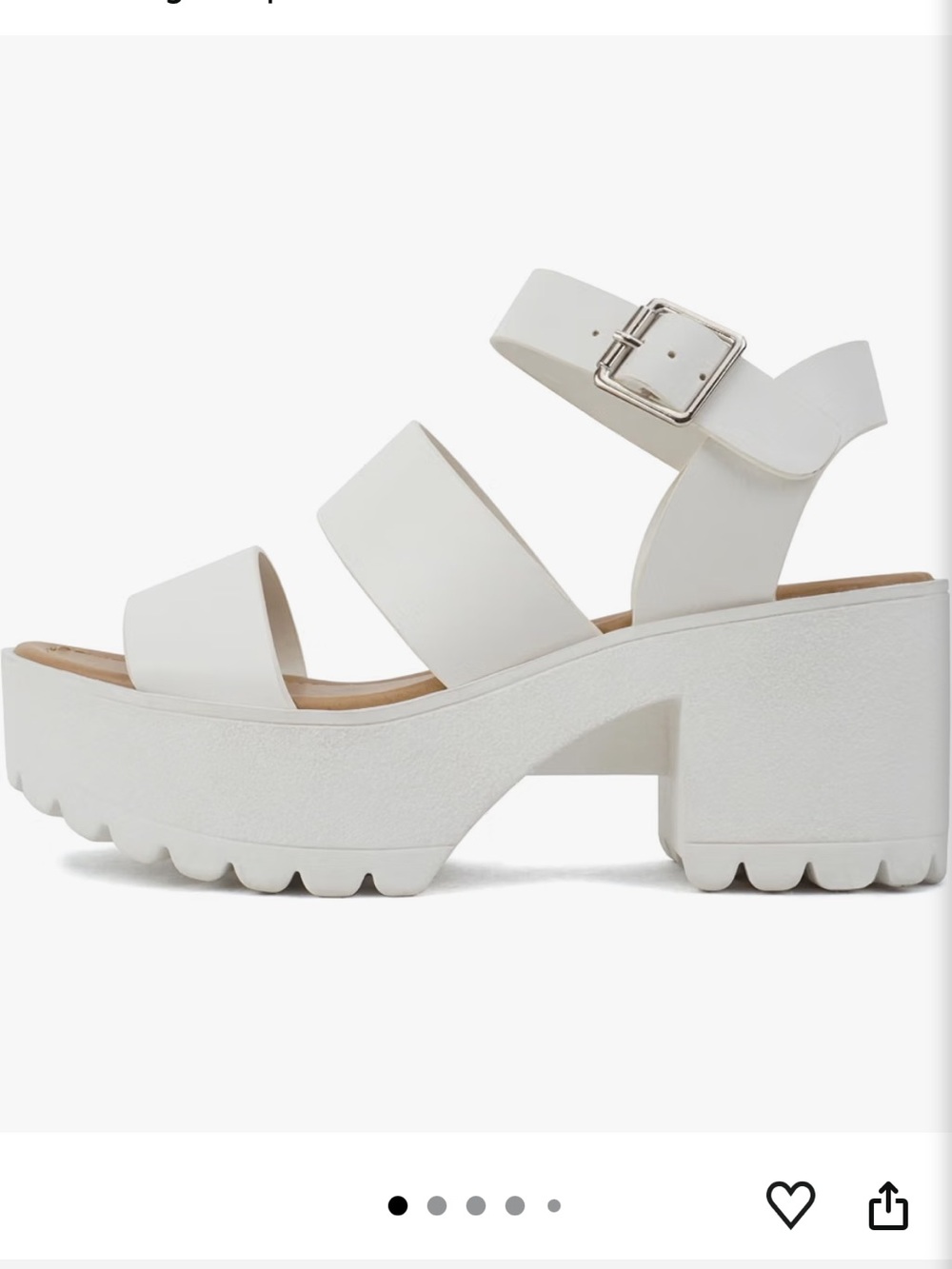 Soda Women White Chunky Platform Strappy Sandal with Buckle